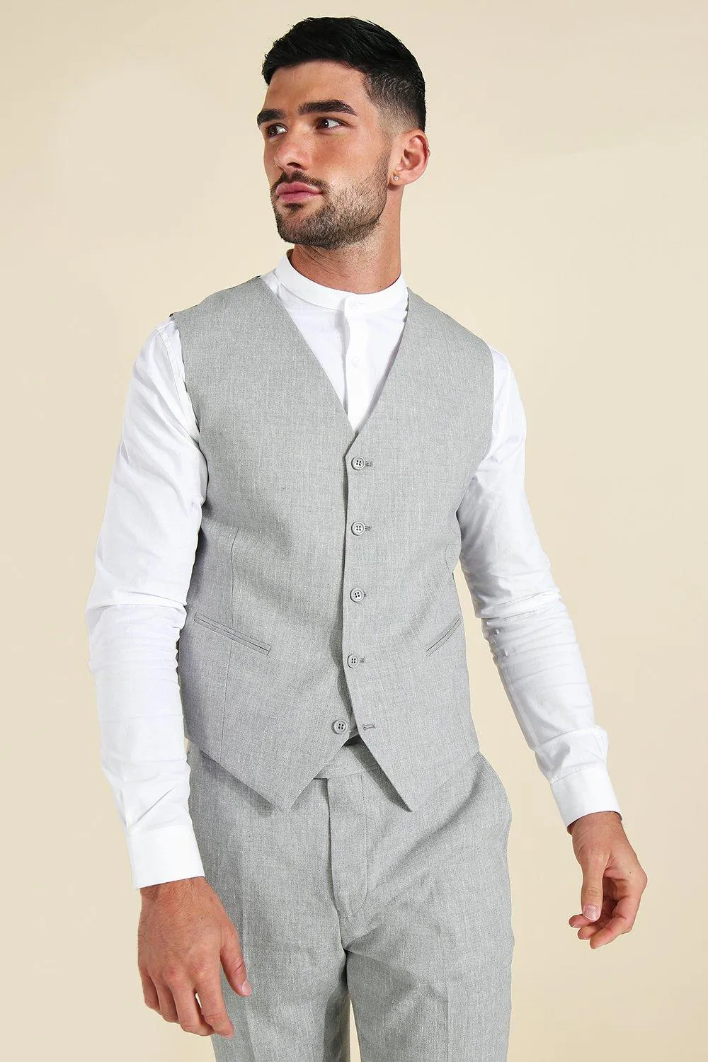 Linen Single Breast Vest