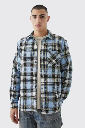 Long Sleeve Textured Flannel Shirt Jacket