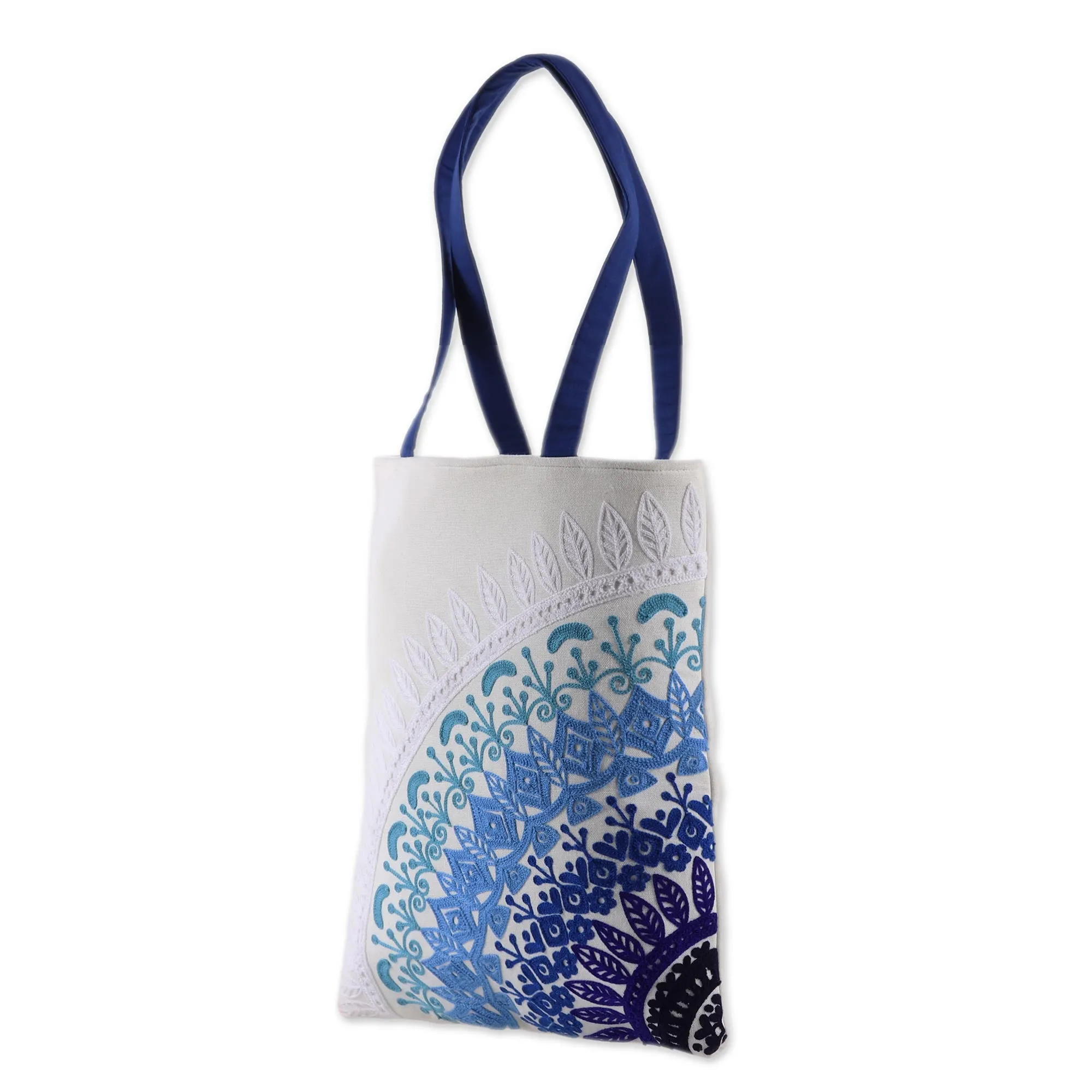 Mandala Fusion Embroidered Mandala Motif Cotton Tote from India