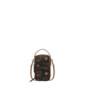 MCM Aren Ladies Crossbody Phone Case in Monogram Mix , Black, Small