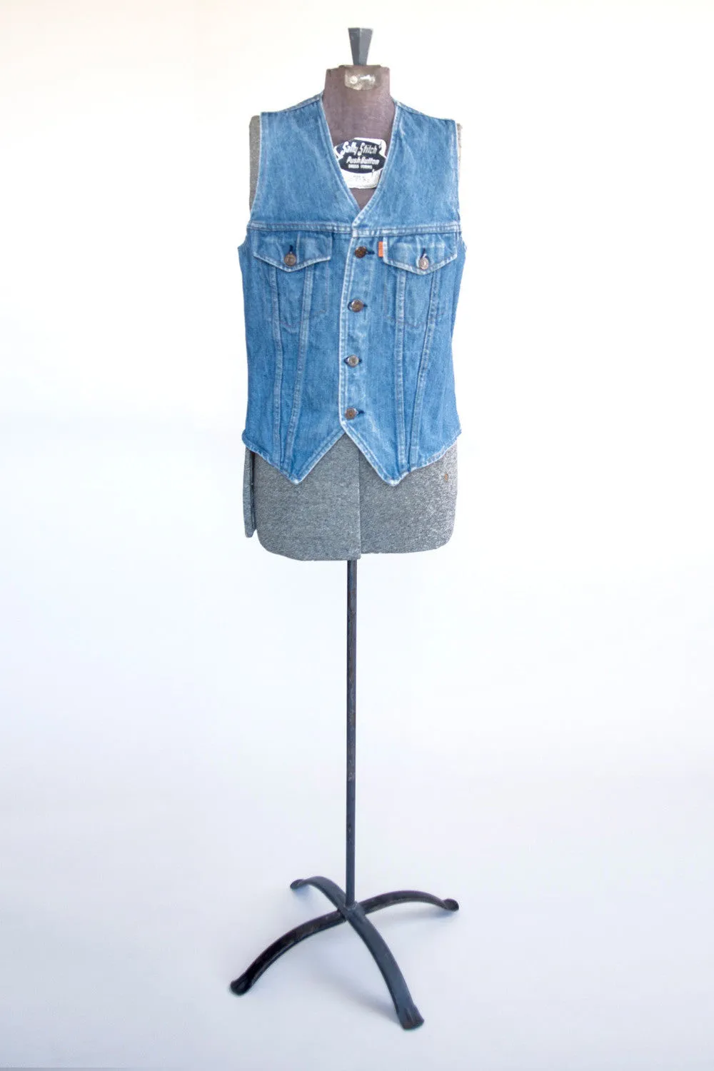 Medium Wash 70s Vest - Women’s Vintage Denim Vest