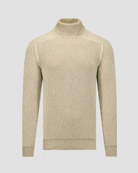 Men's beige cashmere turtleneck jumper Sease kt030xg027-n41