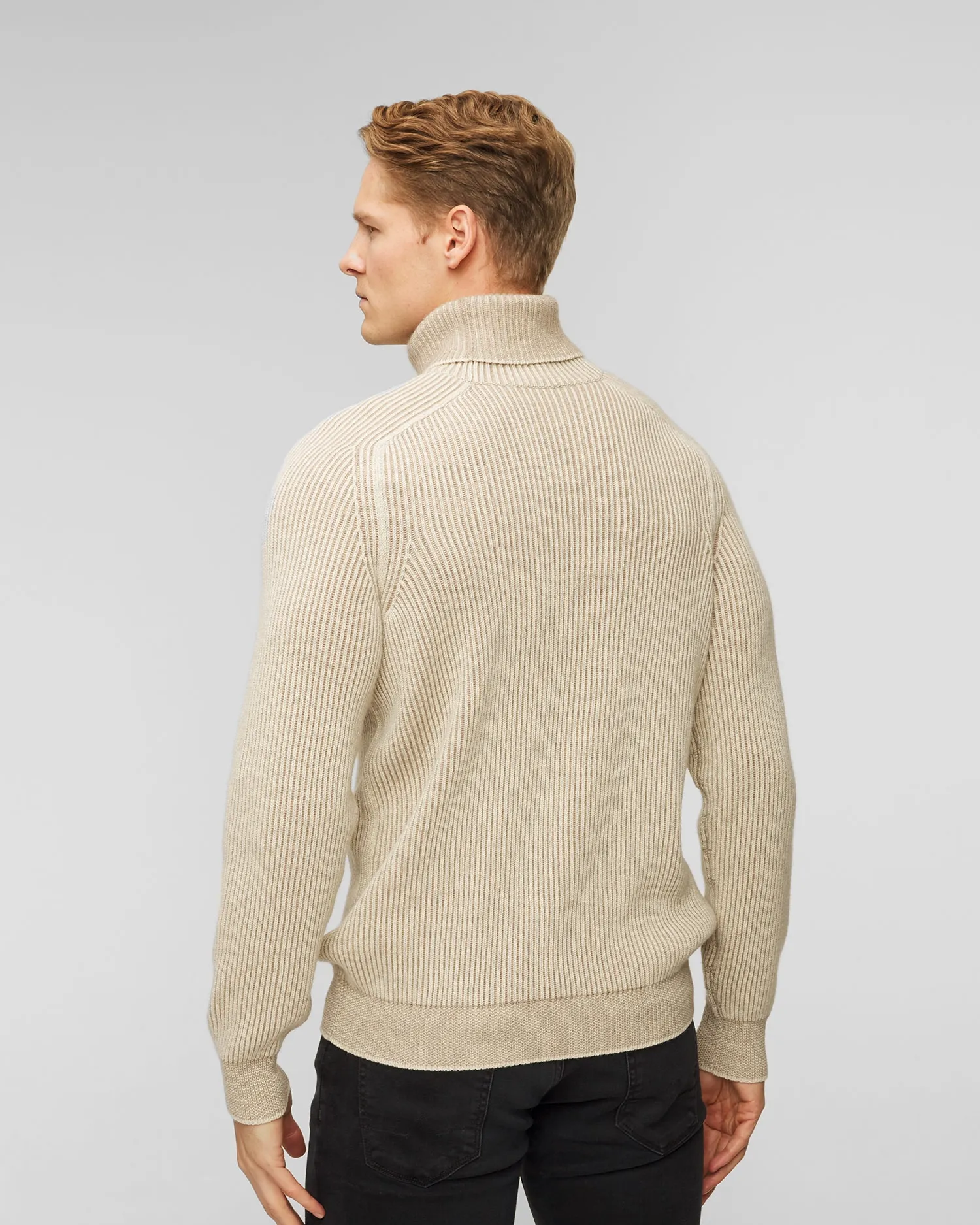 Men's beige cashmere turtleneck jumper Sease kt030xg027-n41