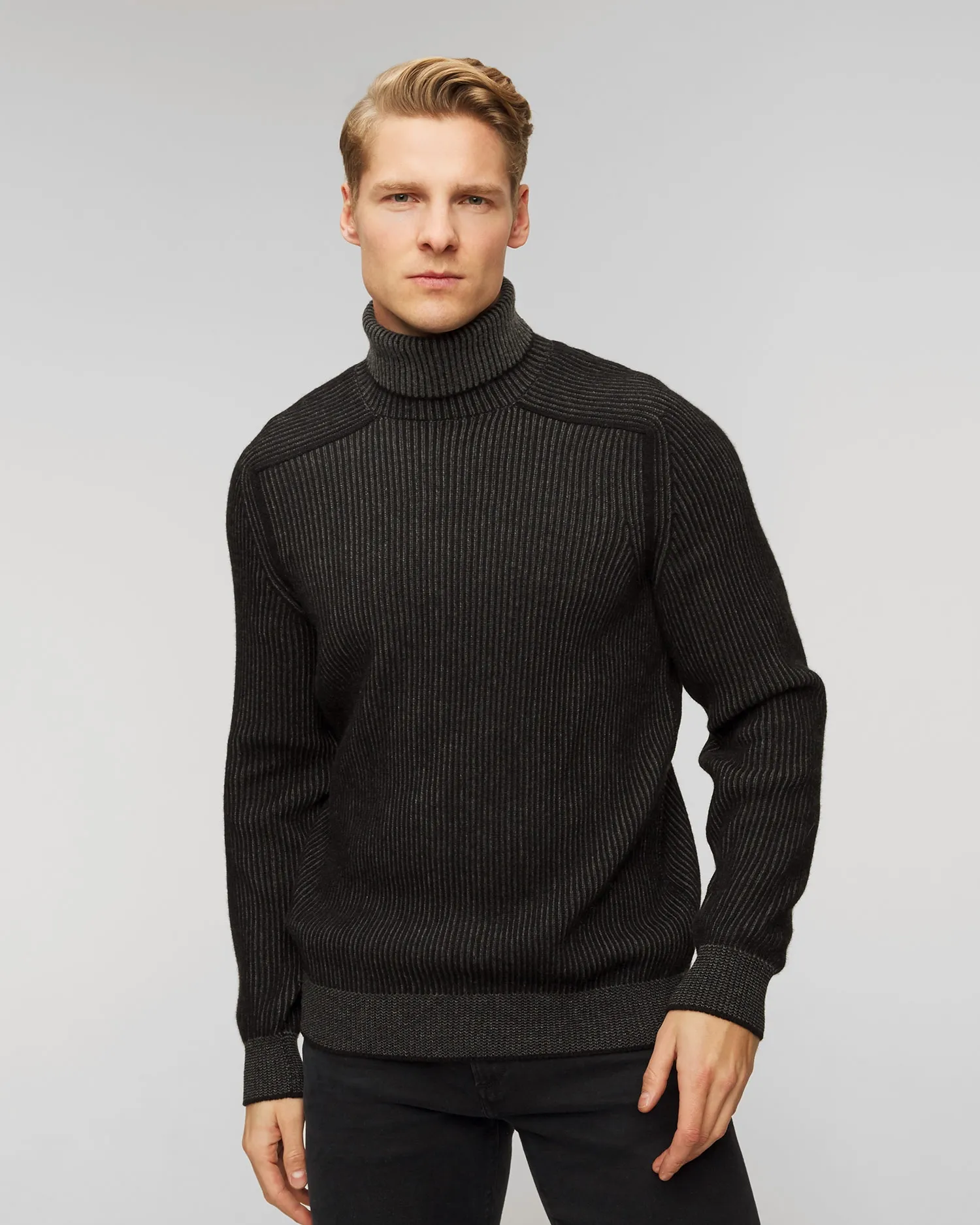 Men's black cashmere turtleneck jumper Sease kt030xg006-n61