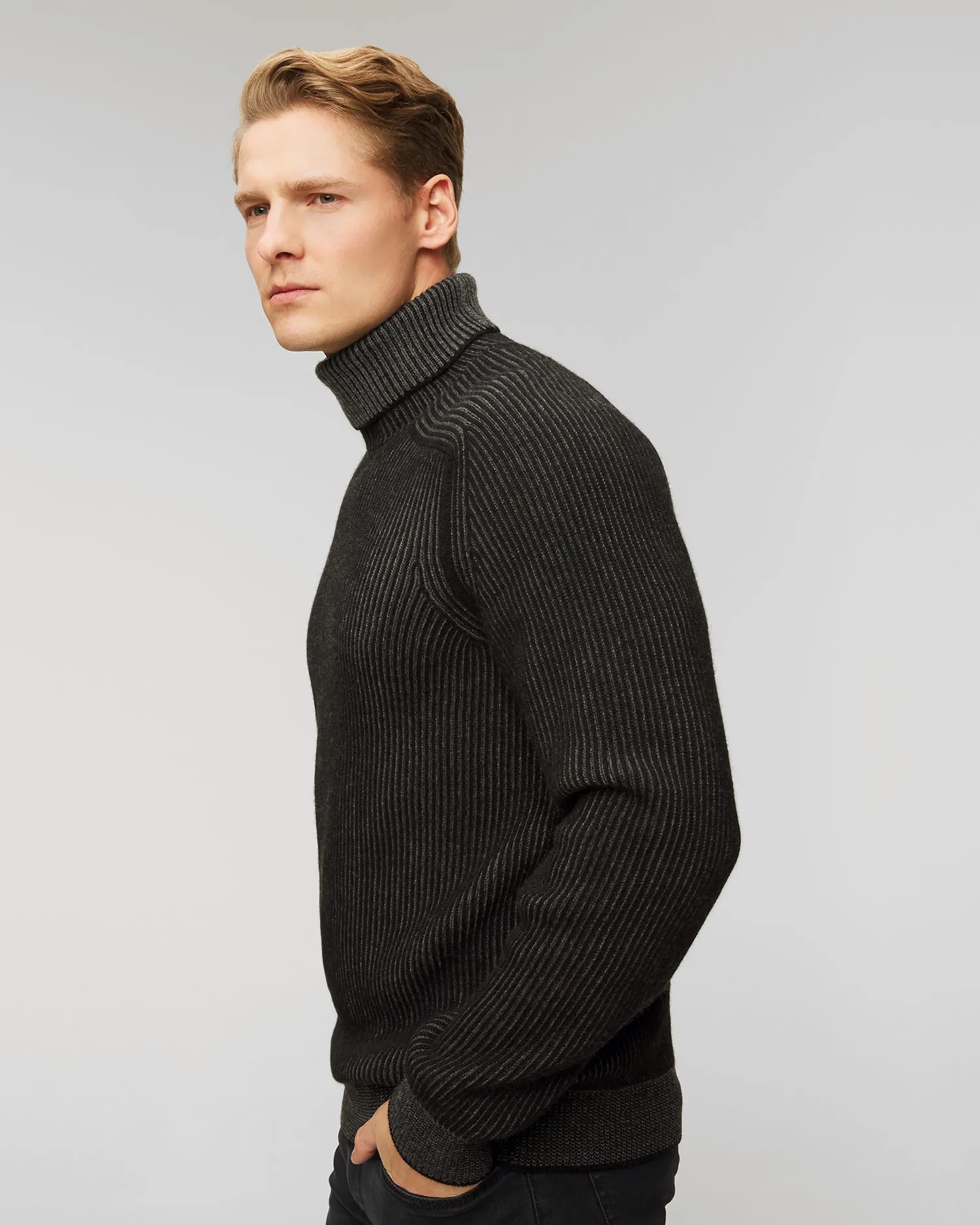 Men's black cashmere turtleneck jumper Sease kt030xg006-n61