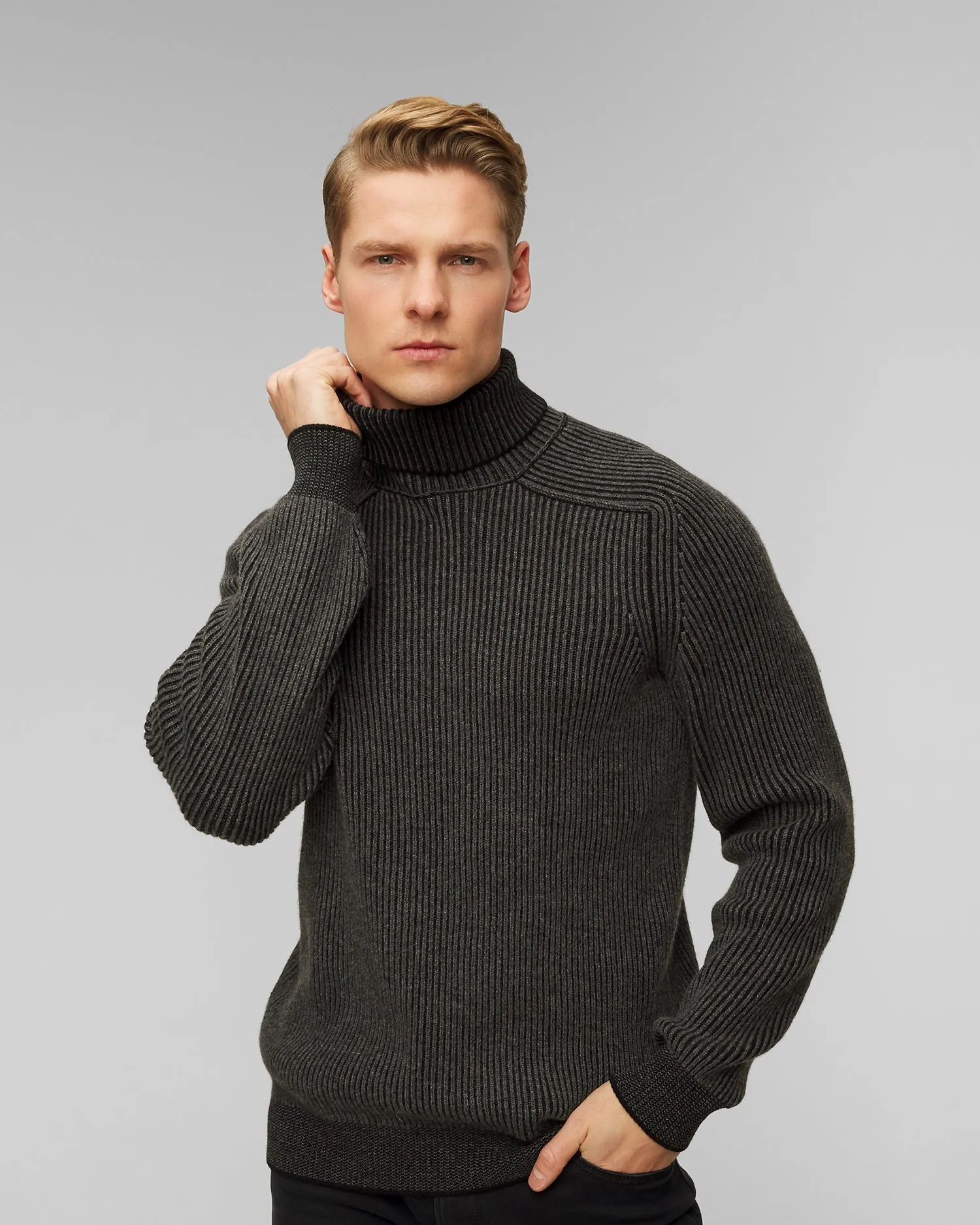 Men's black cashmere turtleneck jumper Sease kt030xg006-n61