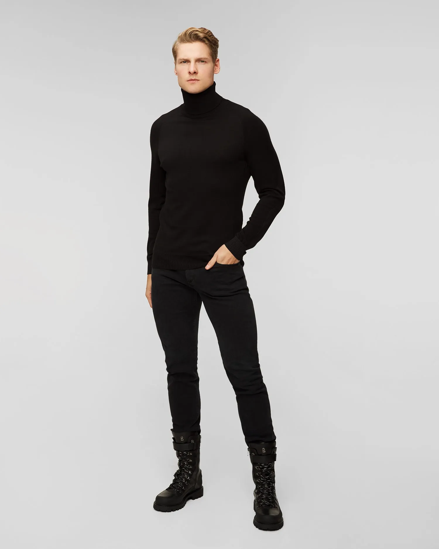 Men's black wool turtleneck jumper Sease kt038xg004-n61