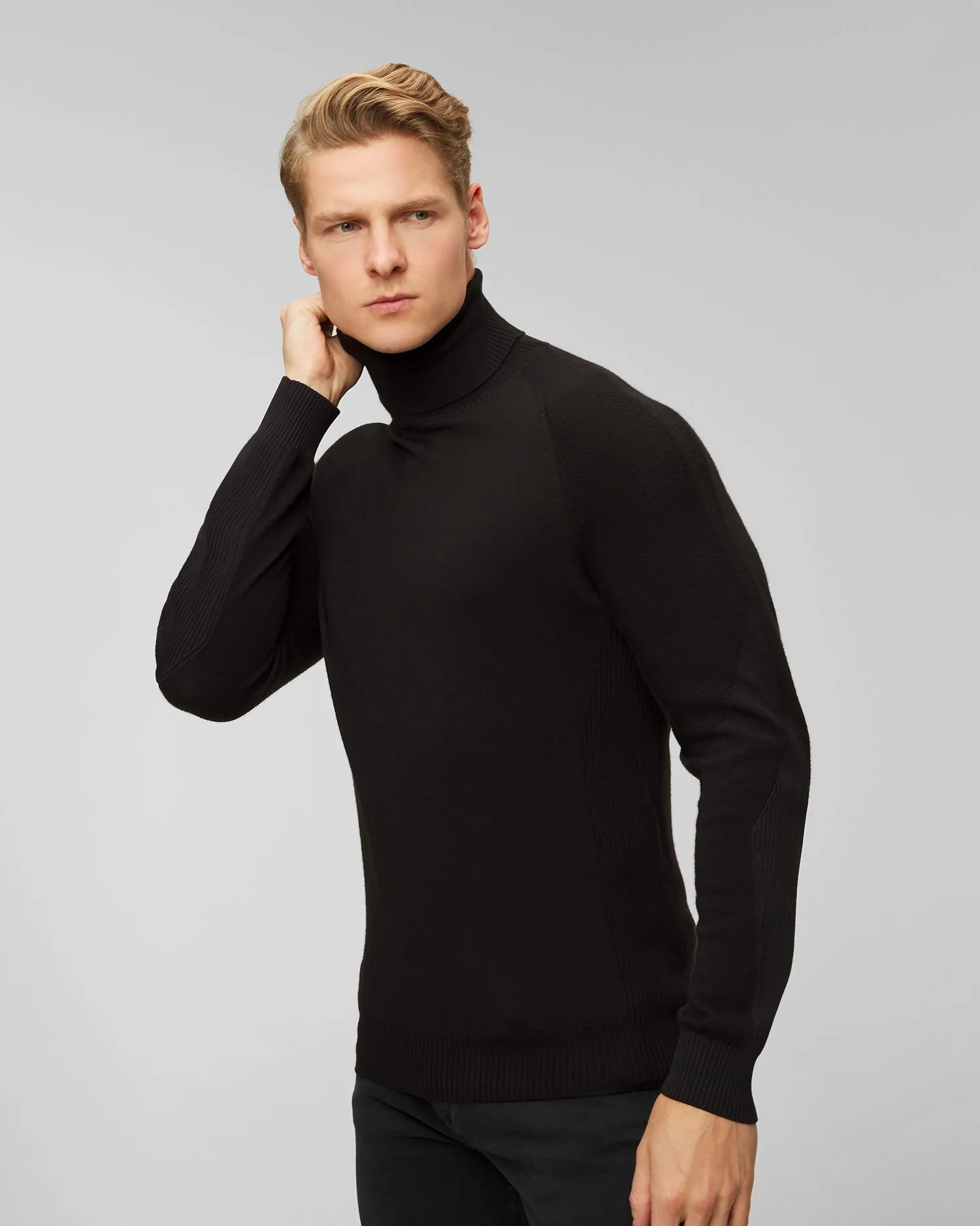 Men's black wool turtleneck jumper Sease kt038xg004-n61