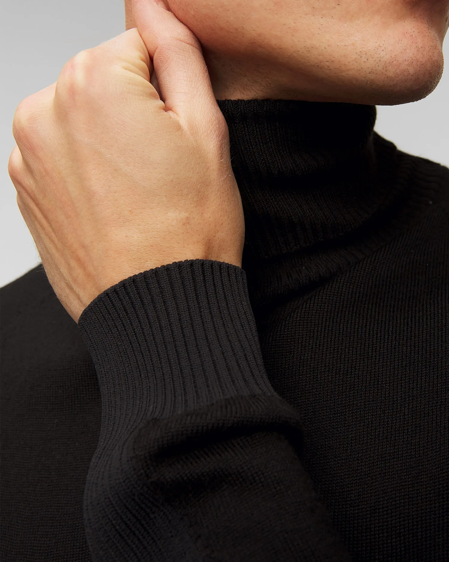 Men's black wool turtleneck jumper Sease kt038xg004-n61