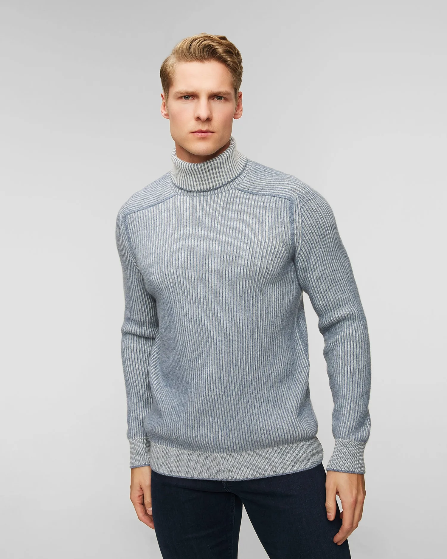 Men's blue cashmere turtleneck jumper Sease kt030xg006-n53