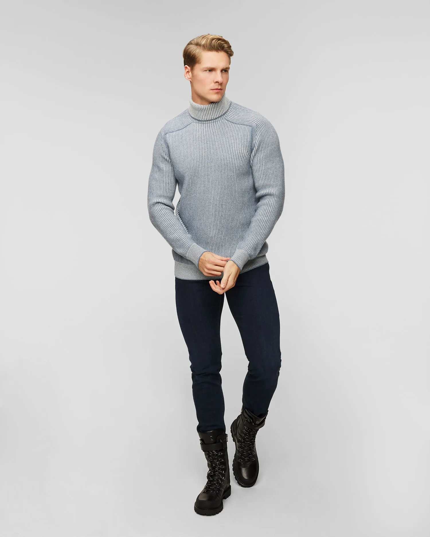 Men's blue cashmere turtleneck jumper Sease kt030xg006-n53