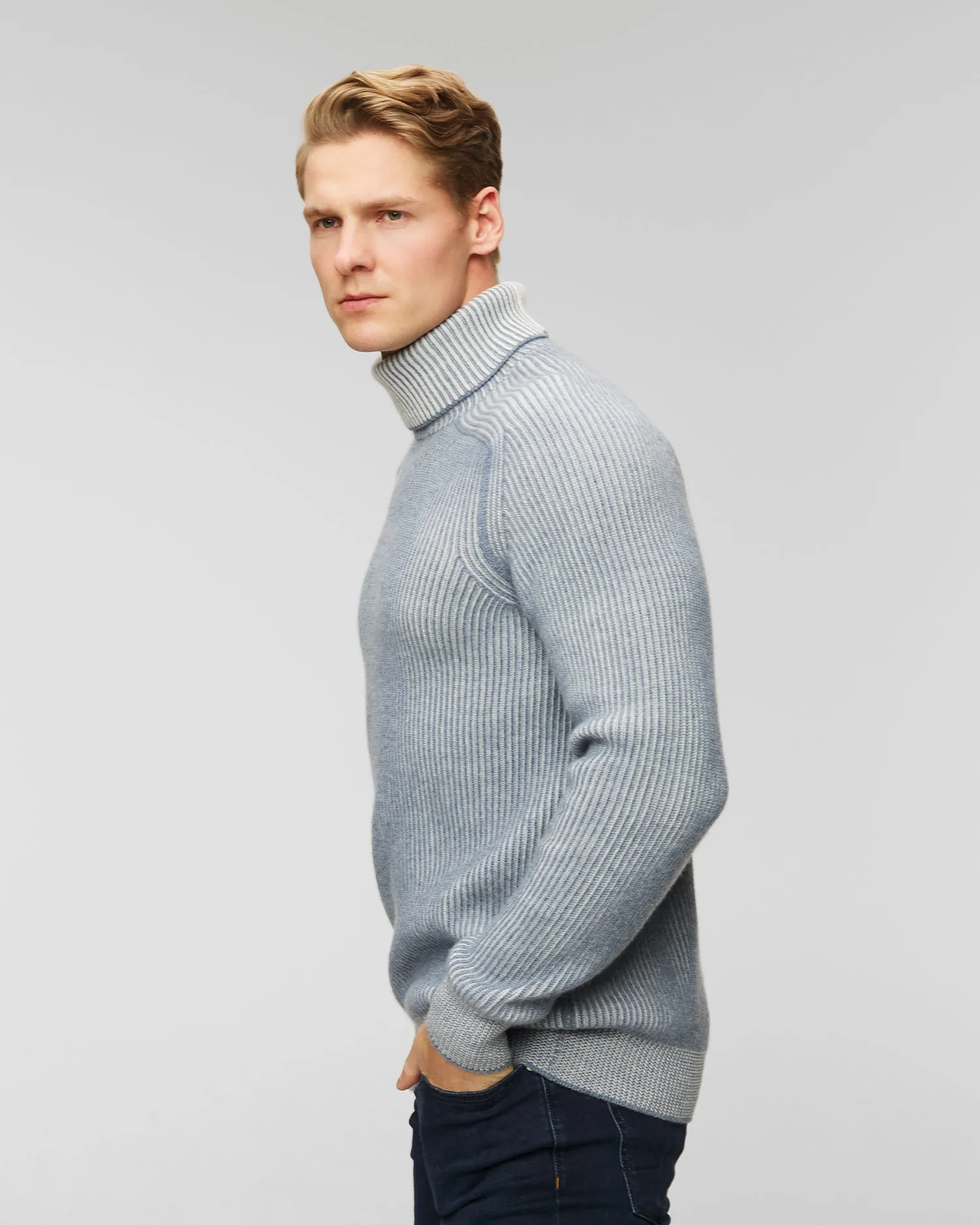 Men's blue cashmere turtleneck jumper Sease kt030xg006-n53