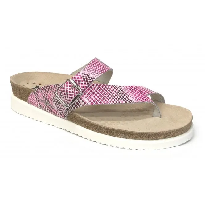 Mephisto  Womens Helen Sand Boa Fuchsia Strap Over Toe Loop Sandals 25040