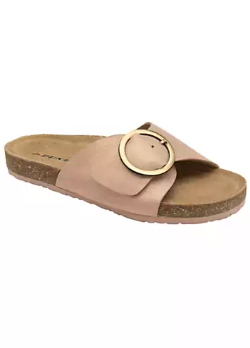 Nisha Rose Gold Leather Crossover Buckle Footbed Sandals by Dunlop | Look Again