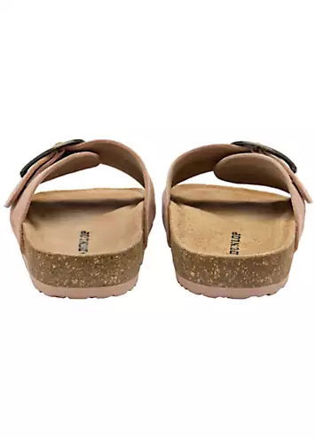 Nisha Rose Gold Leather Crossover Buckle Footbed Sandals by Dunlop | Look Again