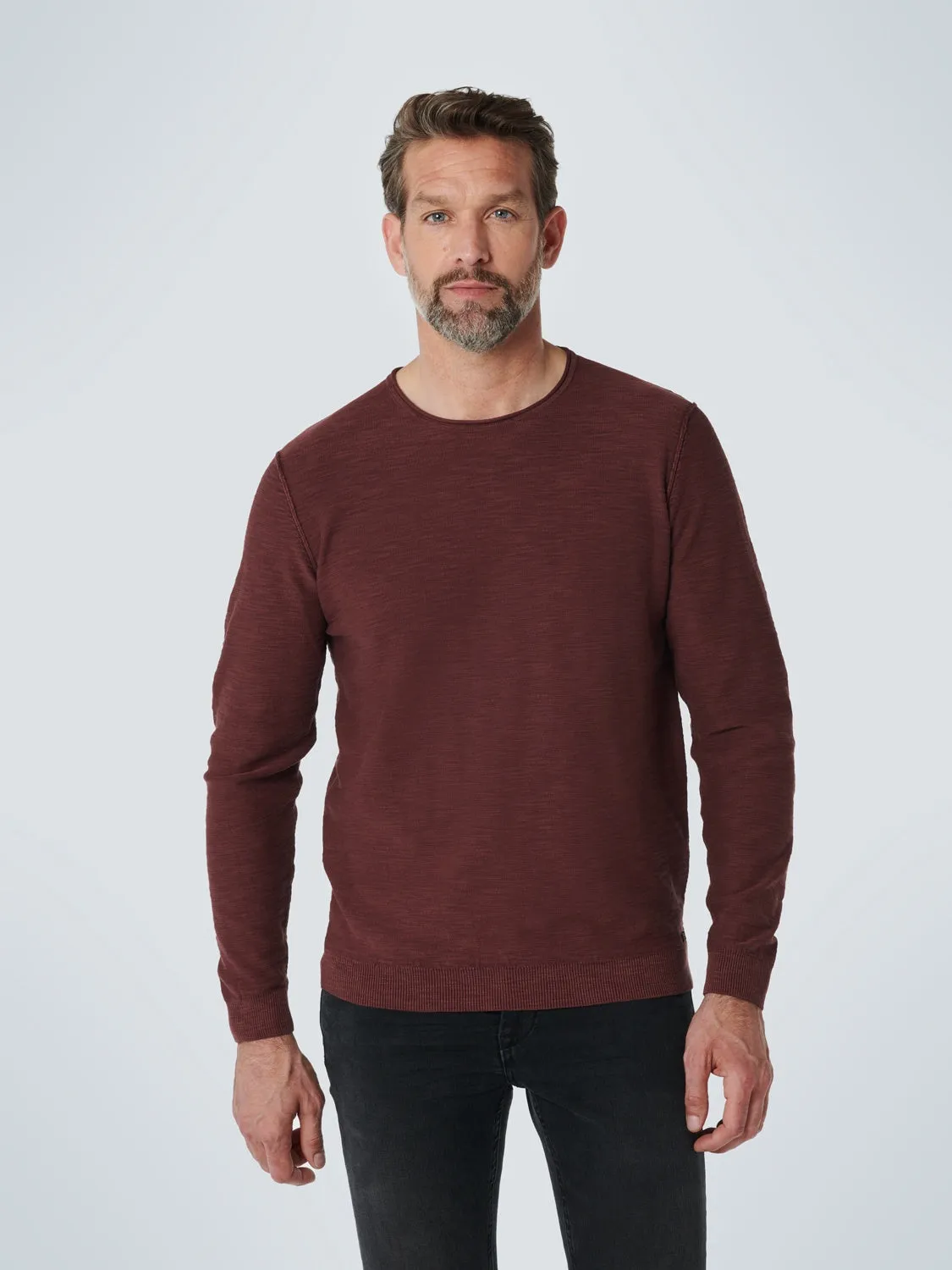 No Excess Port Wine Garment Dyed Crewneck Pullover Long sleeve Shirt