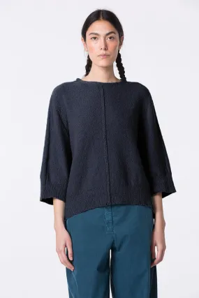 Oska 3/4 Sleeve Knit Pullover in Navy