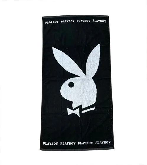 Pack of 2 PLAYBOY x DEF cotton bath towels, terry towels, bath towels, 70cm x 140cm DFPBTW100 with bunny or logo lettering, blac