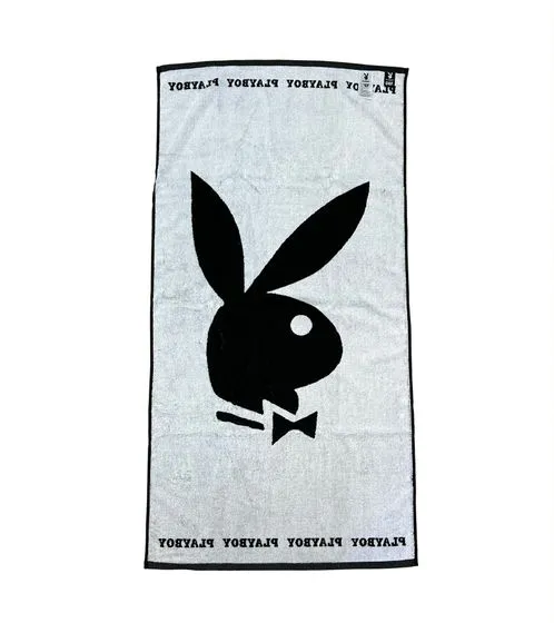 Pack of 2 PLAYBOY x DEF cotton bath towels, terry towels, bath towels, 70cm x 140cm DFPBTW100 with bunny or logo lettering, blac