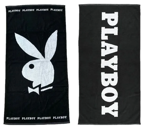 Pack of 3 PLAYBOY x DEF cotton bath towels, terry towels, bath towels, 70cm x 140cm DFPBTW100 with bunny or logo lettering, blac