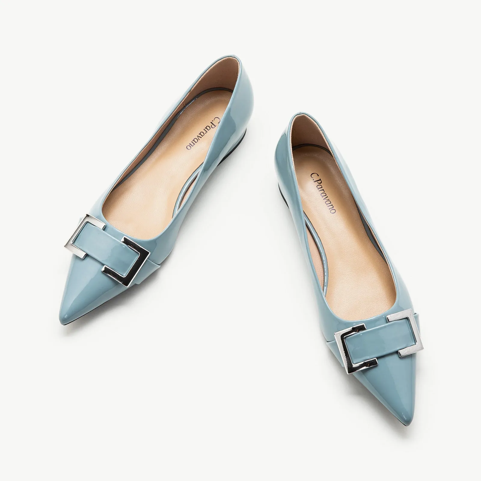 Patent Metal Tie Flats (Aida) Blue