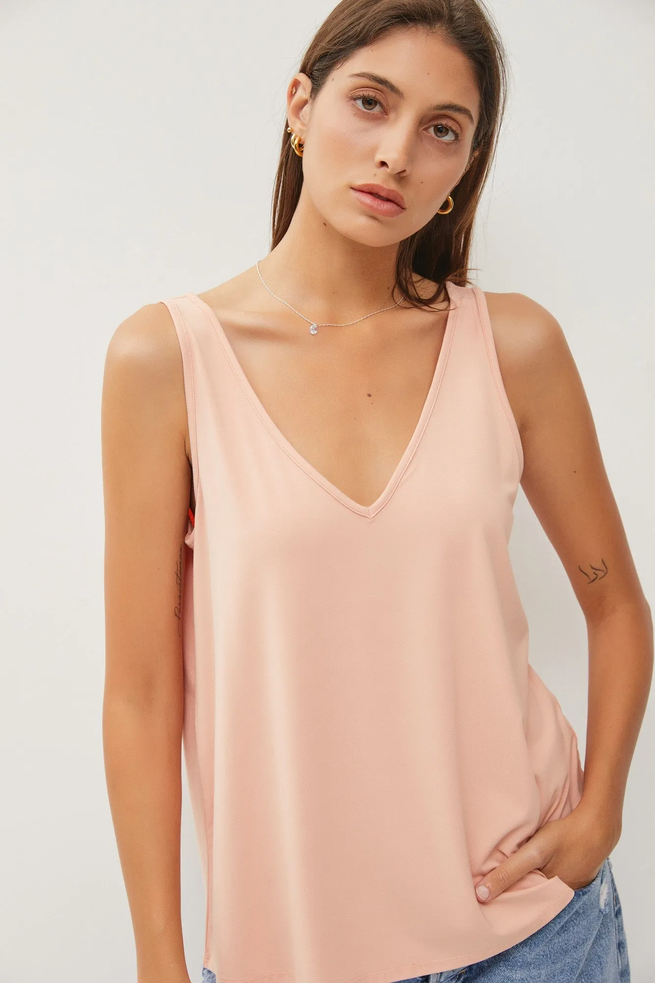 Peach V-Neck Tank Top