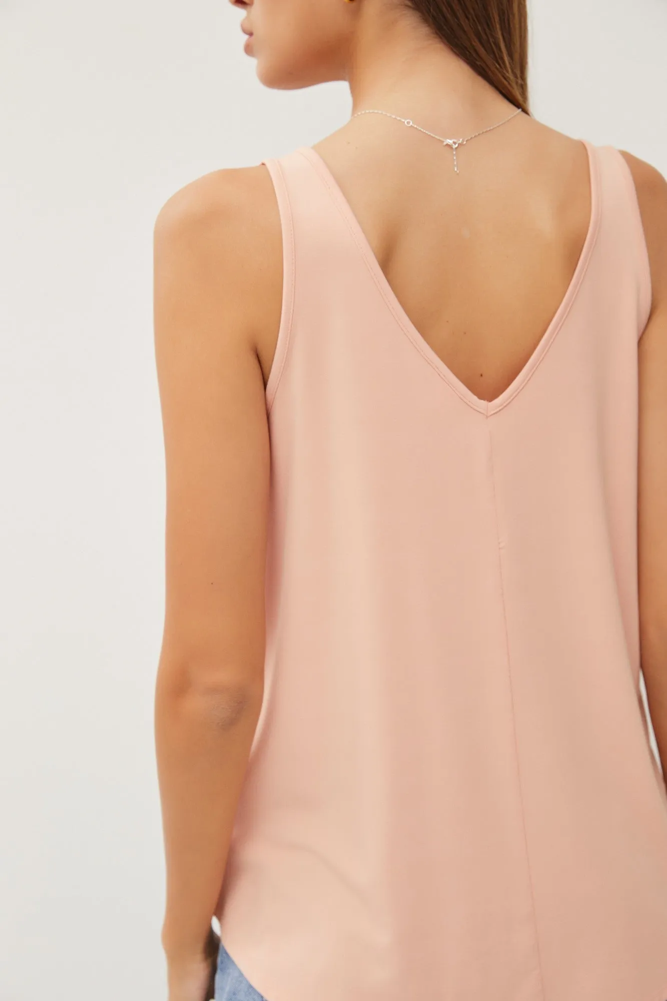 Peach V-Neck Tank Top