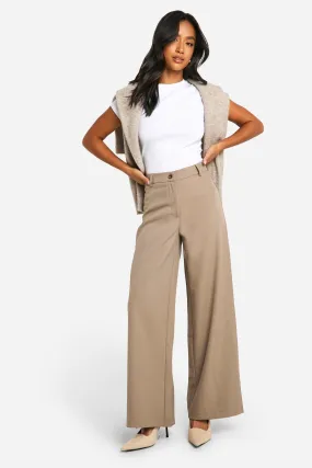 Petite High Waisted Wide Leg Trousers