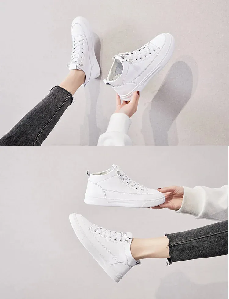 Platform Leather White Sneakers