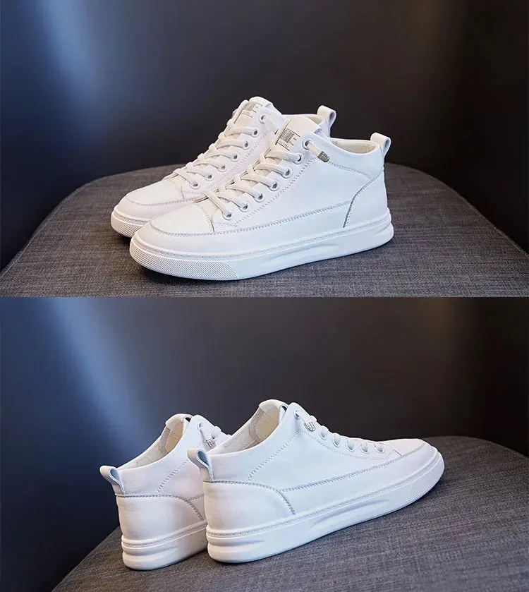 Platform Leather White Sneakers