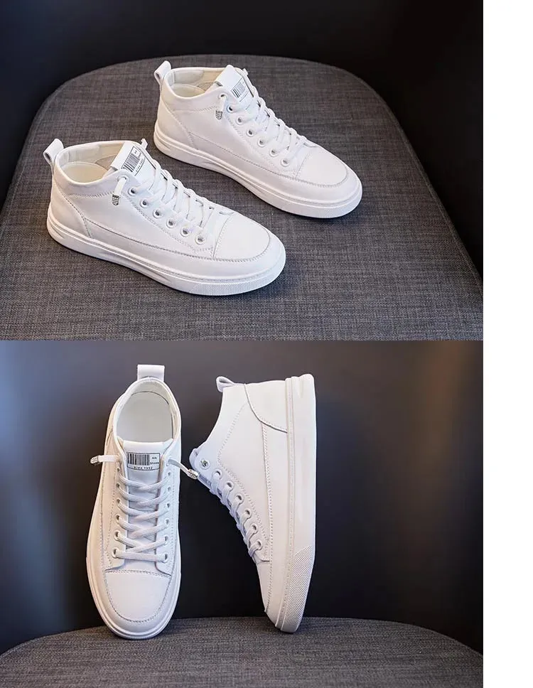 Platform Leather White Sneakers