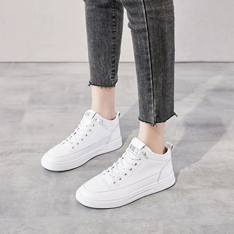 Platform Leather White Sneakers