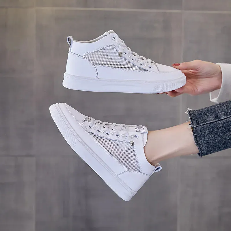 Platform Leather White Sneakers