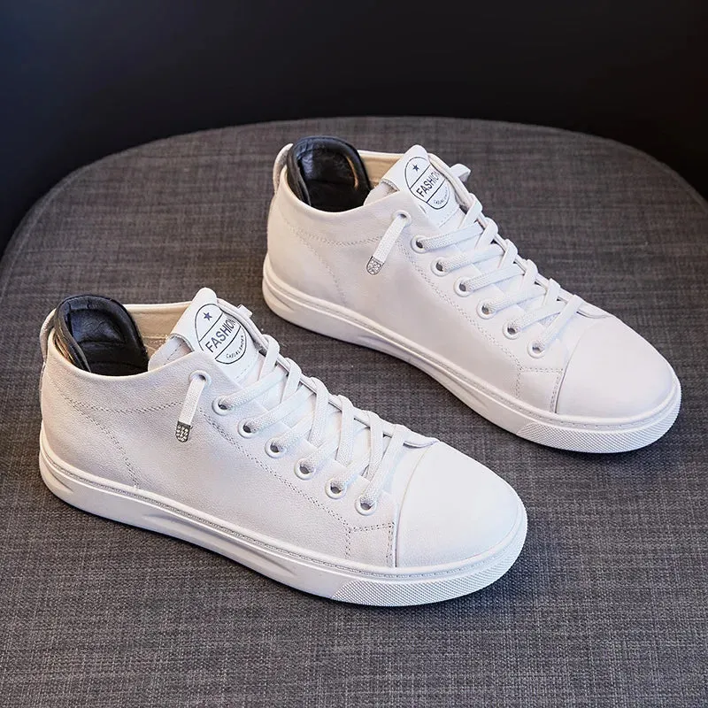 Platform Leather White Sneakers