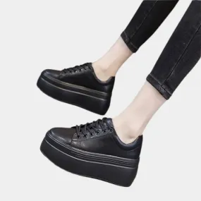 Platform Wedge Vulcanized Black Sneakers