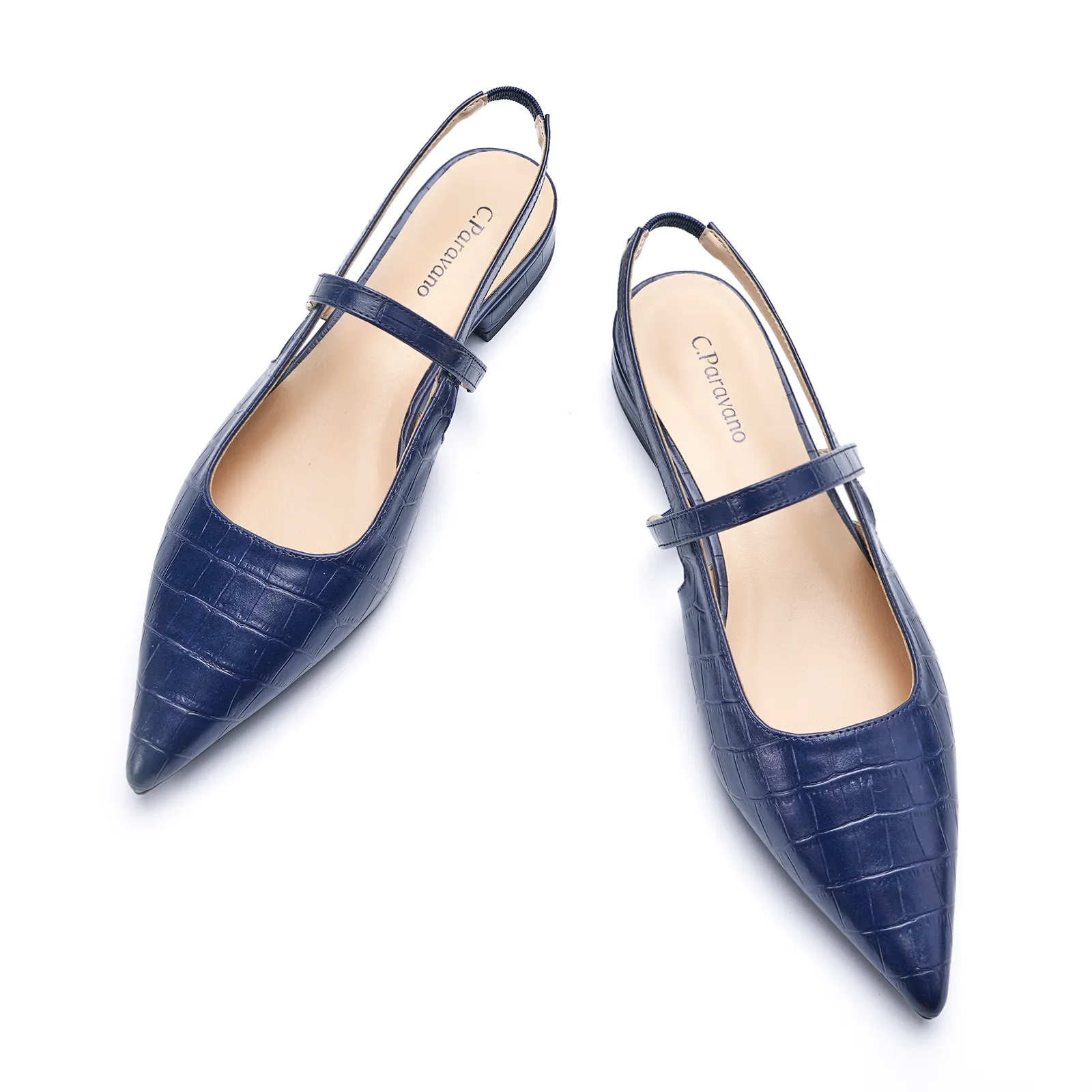 Pointed Toe Crozzling Slingback Flats (Freya)