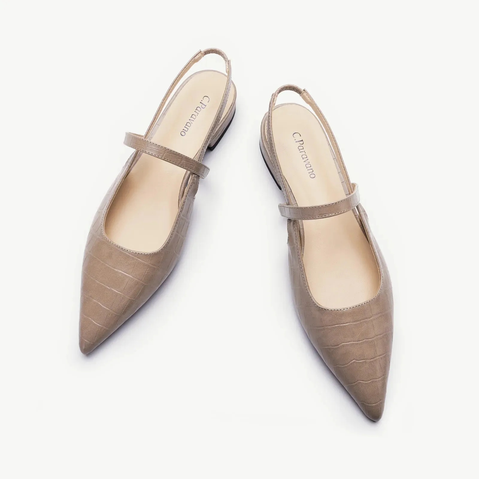 Pointed Toe Crozzling Slingback Flats (Freya)