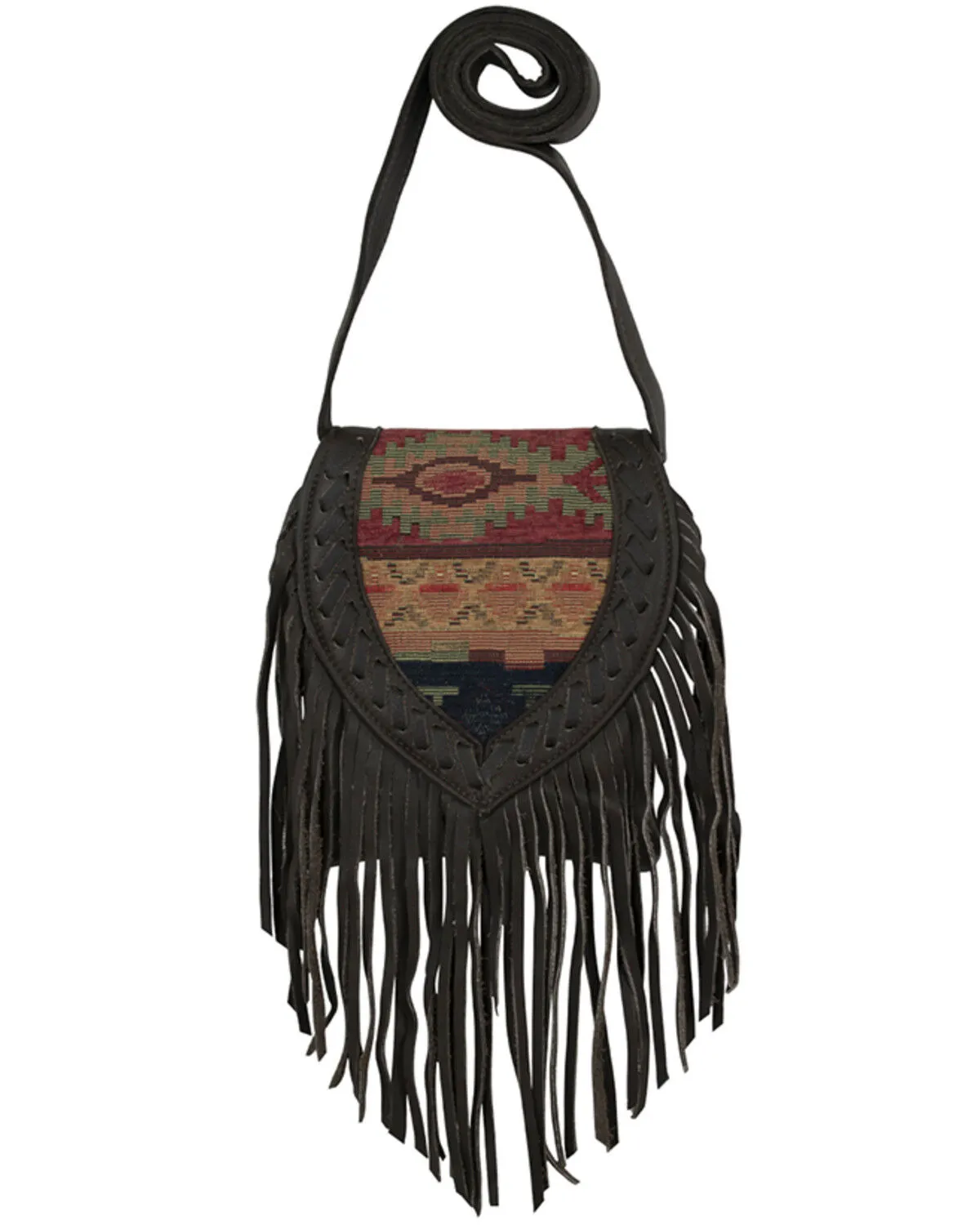 Product Name:  American West Women's Southwestern Tapestry Fringe Saddle Crossbody