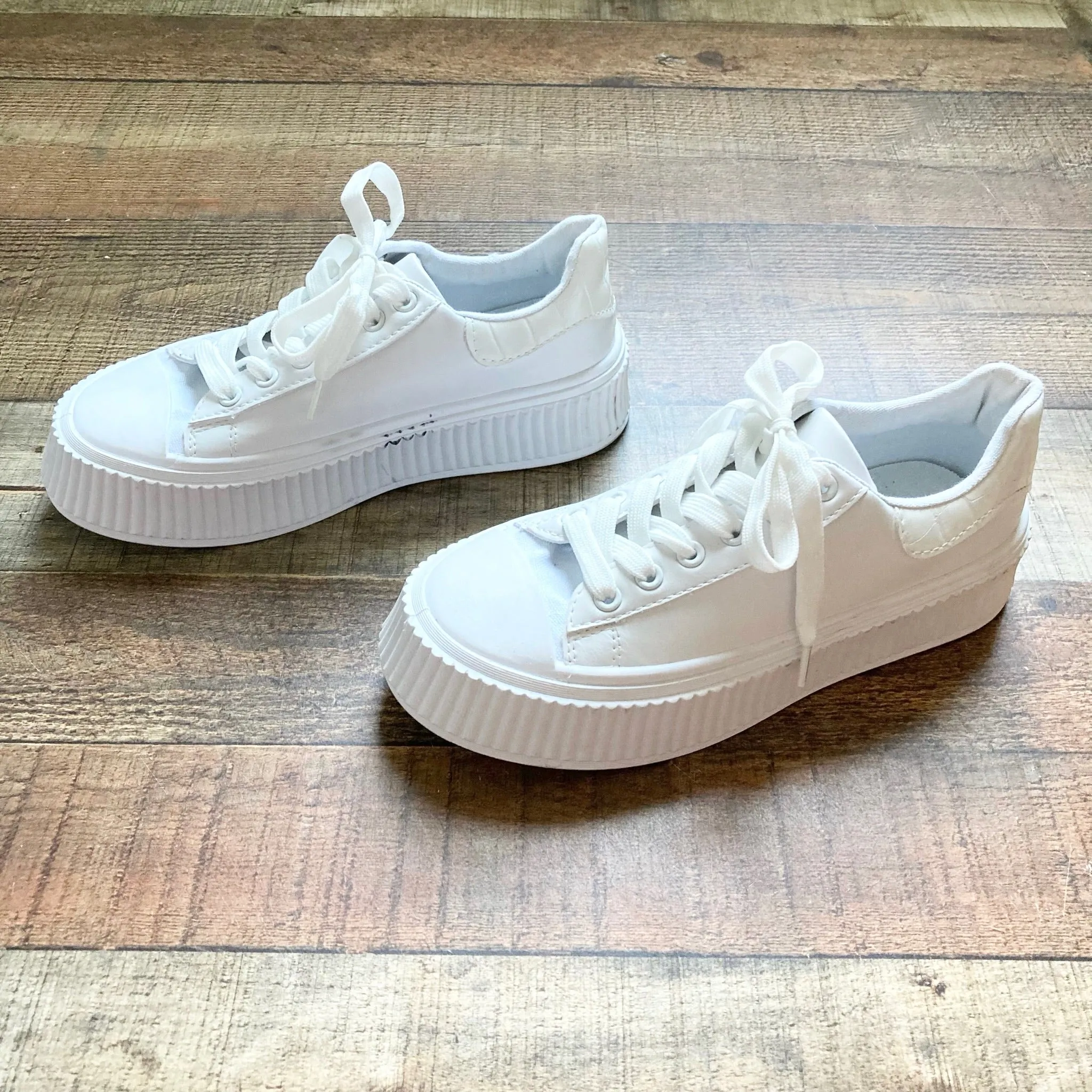 Qupid White Platform Sneakers- Size ~8 (see notes)