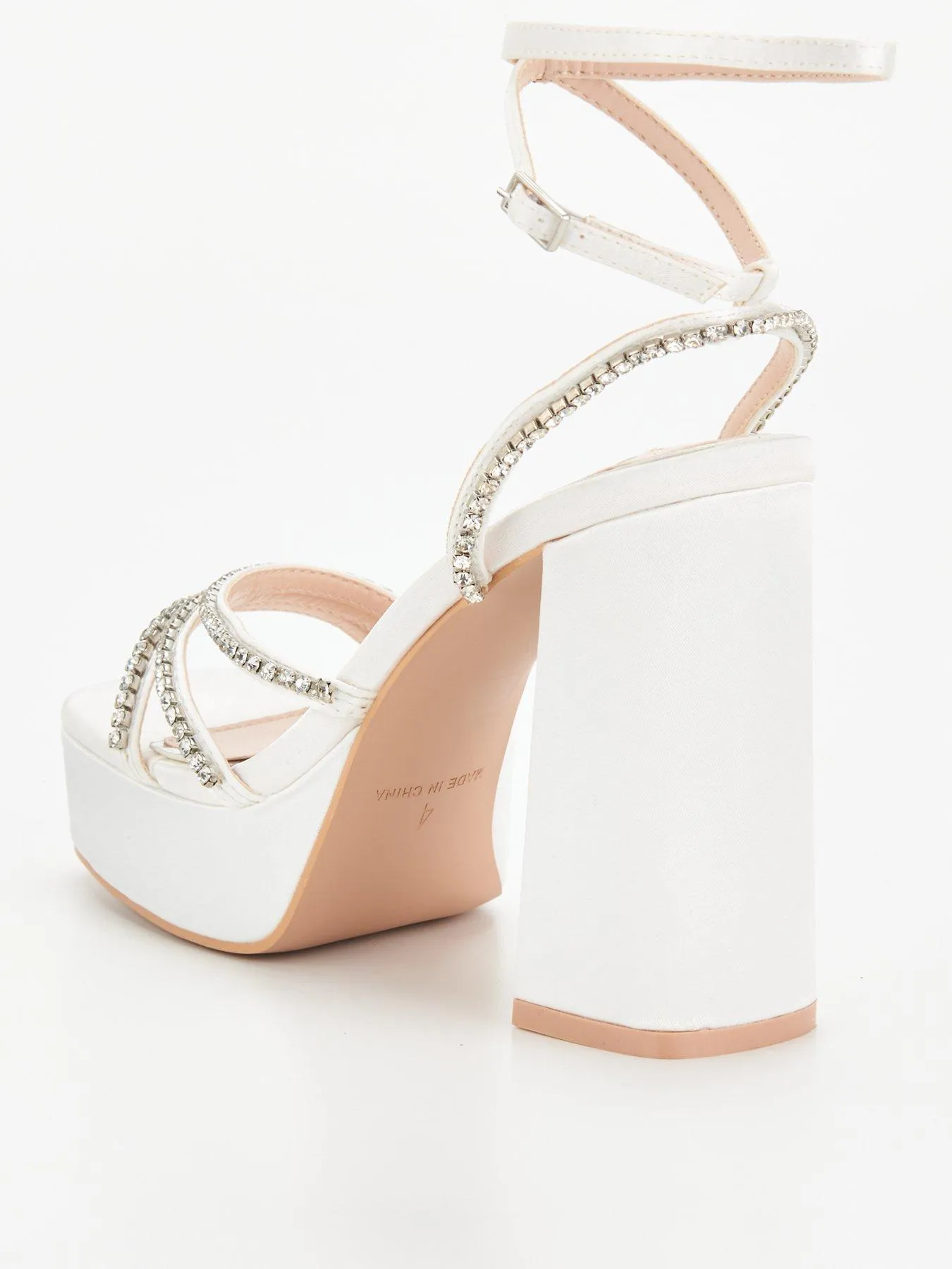 Raid Be Mine Bridal Maysha Strappy Platfrom Heeled Sandals - Ivory Satin