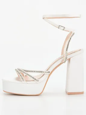 Raid Be Mine Bridal Maysha Strappy Platfrom Heeled Sandals - Ivory Satin