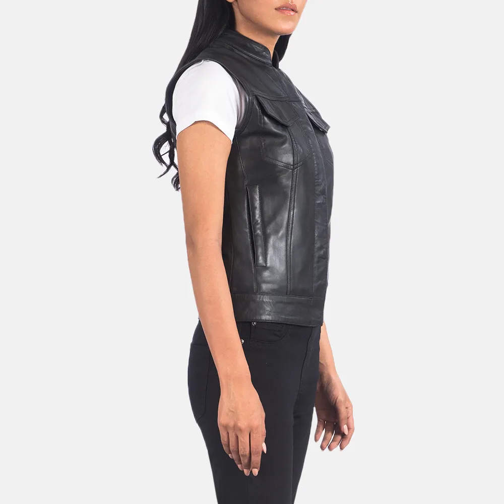 Rayne Moto Black Leather Vest