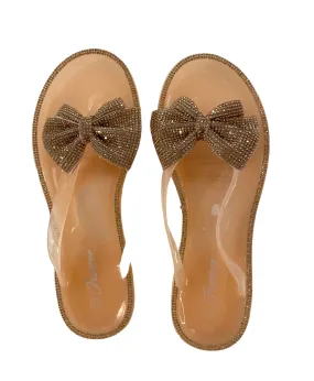 Rhinestone Bow Jelly Sandals