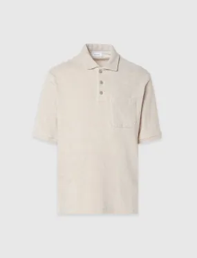 SAINTWOODS TERRY COTTON POLO   LIGHT GREY