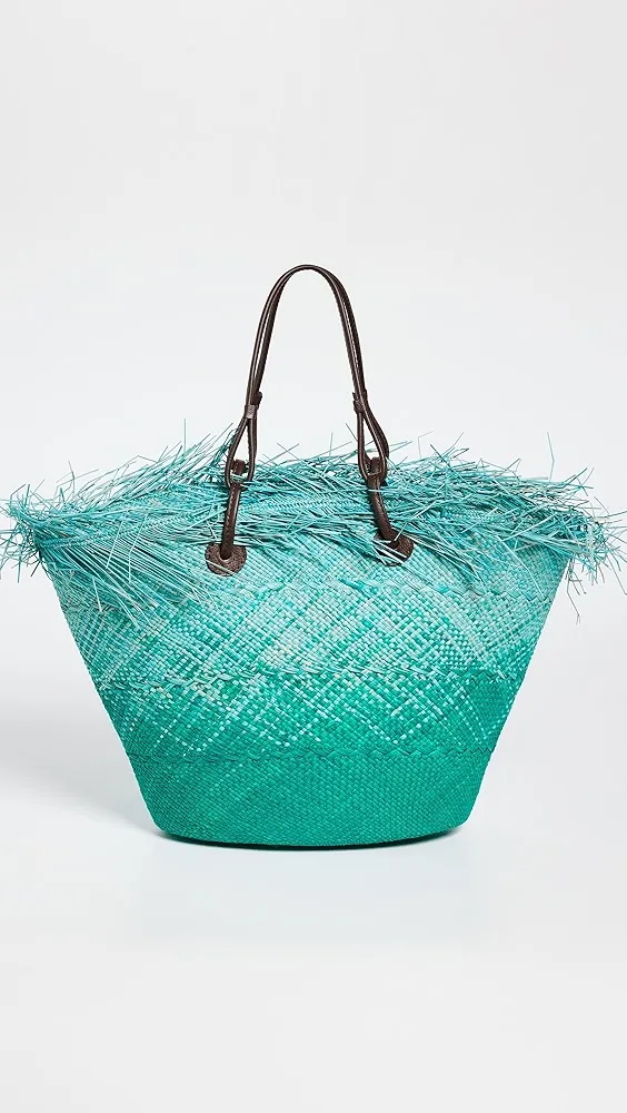 Sensi Studio   Medium Basket Tote with Frayed Border 