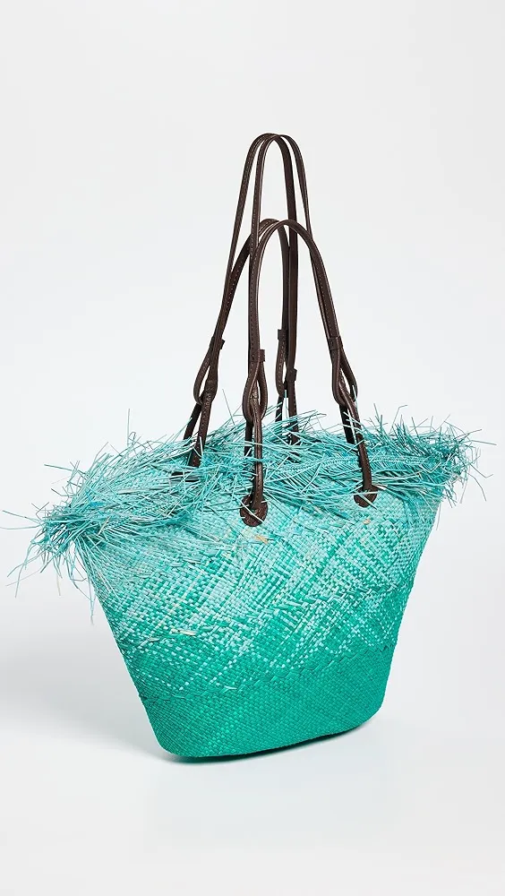 Sensi Studio   Medium Basket Tote with Frayed Border 