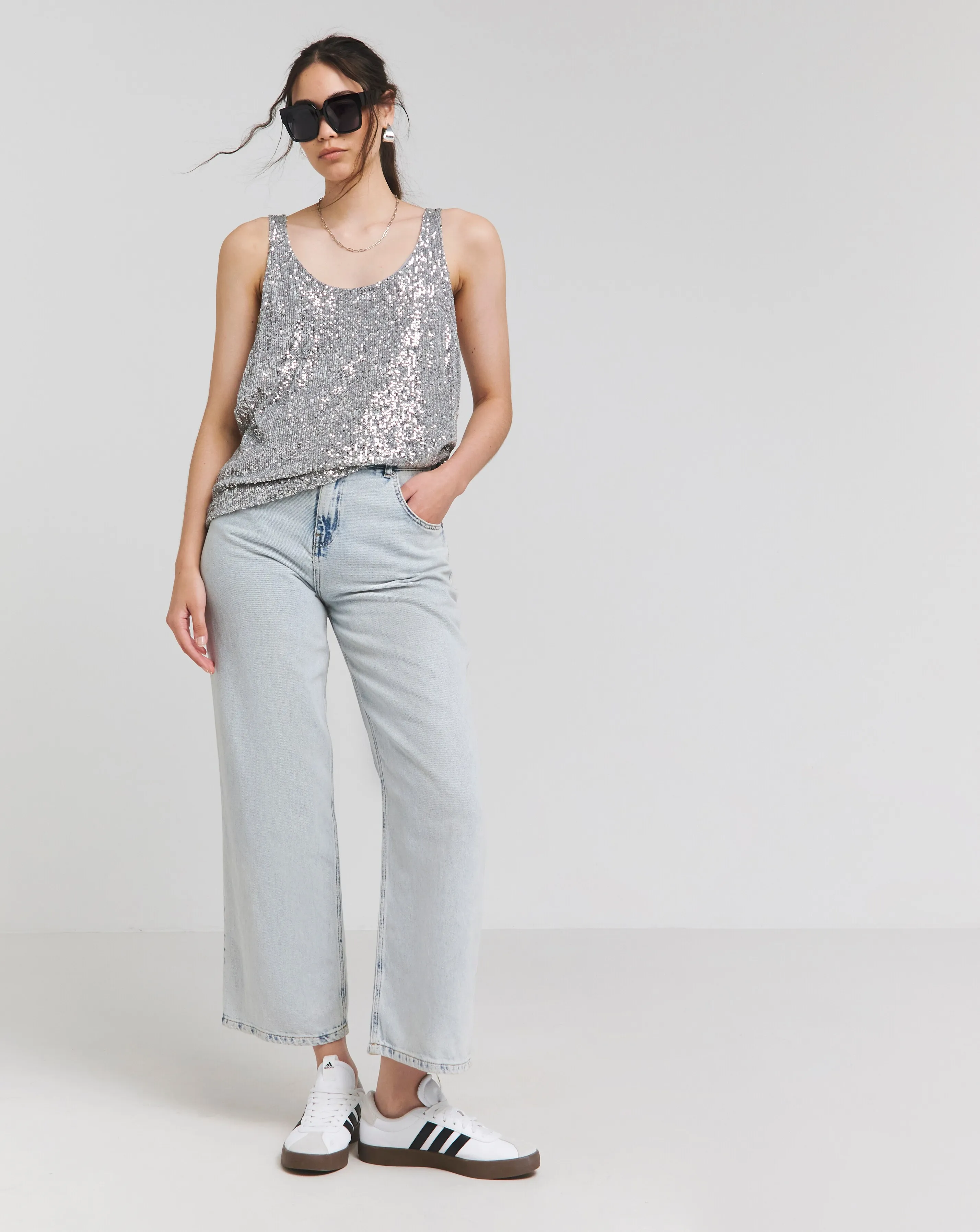 Sequin Scoop Vest | Simply Be