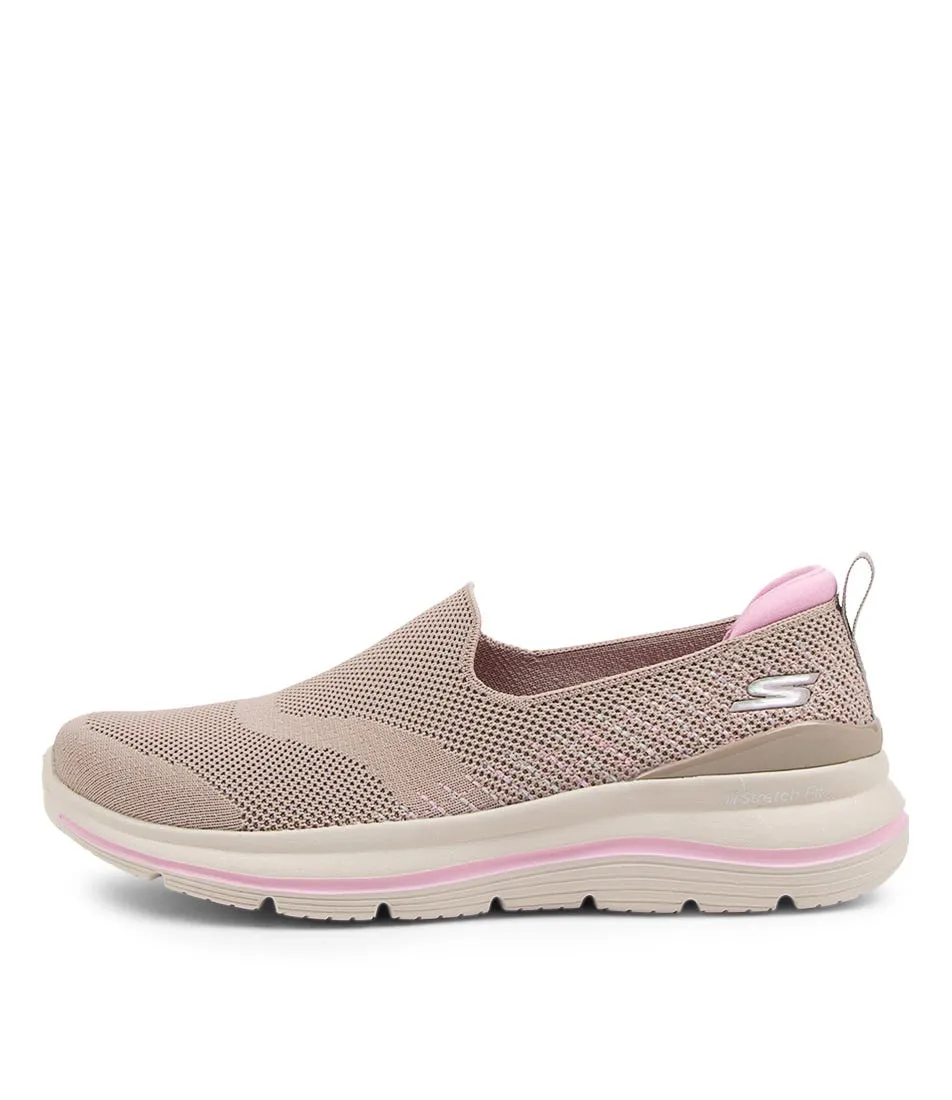 SKECHERS Go Walk Stretch Fit Taupe Pink Sneakers