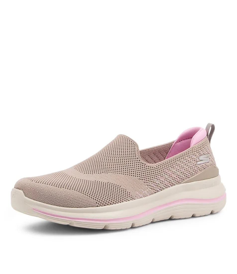 SKECHERS Go Walk Stretch Fit Taupe Pink Sneakers