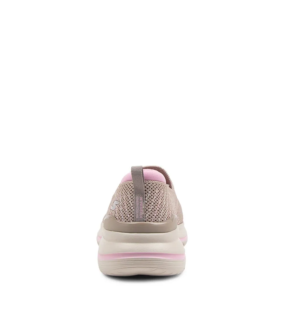 SKECHERS Go Walk Stretch Fit Taupe Pink Sneakers